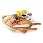 MB08093 - Conjunto para churrasco em bambu/ Inox Ottawa c/ 3 peças. Gravação a laser na tábua. Estojo Kraft