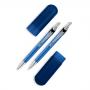 CL42063 - Conjunto de caneta e lapiseira em Alumínio Azul. Gravação a laser nas duas peças. Estojo de PVC. Embalagem cx cinza