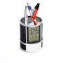 RM00610 Relógio de Mesa com porta canetas (Não acompanha canetas ). Gravação a laser/ baio relevo. Embalagem individual cixa Kraft