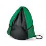 MA0345 Mochila tipo sacola em Nylon Verde e Preto. Medida aprox de 48x44cm ( aberta ). 02 bolsos externos em tela elastica. Gravação silk especial 01 cor. Embalagem individual plástica.