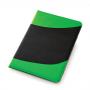PA00405 Pasta preta e verde em Polyester 600D. Acompanha bloco de anotações com 30 folhas pautadas. Dimensões: 33,5x25,7x1,5cm. Gravação silk 01 cor