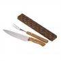 XCX4131 Kit churrasco econômico com faca 8", garfo em bambu/aço inox »  Embalagem: Caixa kraft - Med.: 50x335x23mm »  Gravação: A laser na faca 8