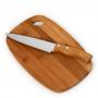 XTB4182 Tábua oval em bambu - faca 7" em bambu/aço inox.»Medidas da Tábua: 300x190x12mm»Embalagem: Caixa para presente»Gravação: A laser na faca 7" e na tábua»Peso (Kg): 0,540