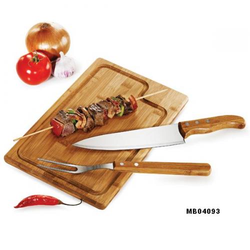 MB04093 - Conjunto Faca , Garfo e Prancha em Bambu/ Inox Texas c/ 3 peças - Gravaçao a laser na tábua - Embalagem Kraft MB04093 - Conjunto Faca , Garfo e Prancha em Bambu/ Inox Texas c/ 3 peças - Gravaçao a laser na tábua - Embalagem Kraft