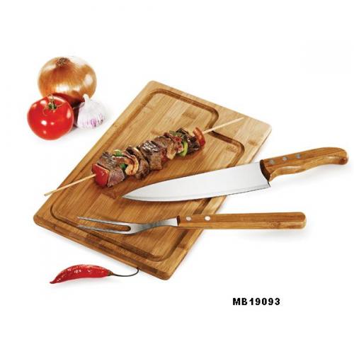 MB19093 - Conjunto Faca , Garfo, Prancha em Bambu/ Inox Texas c/ 3 peças - Gravaçao a laser na tábua - Embalagem Kraft MB19093 - Conjunto Faca , Garfo, Prancha em Bambu/ Inox Texas c/ 3 peças - Gravaçao a laser na tábua - Embalagem Kraft