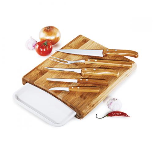 MB23153- Conjunto Faca , Garfo, Prancha em Bambu/ Inox/ Melanina Arizona c/ 7 peças - Gravaçao a laser na tábua - Embalagem Kraft MB23153- Conjunto Faca , Garfo, Prancha em Bambu/ Inox/ Melanina Arizona c/ 7 peças - Gravaçao a laser na tábua - Embalagem Kraft