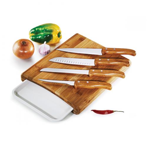 MB23653 - Conjunto Facas e Prancha em Bambu/ Inox/ Melanina Arizona c/ 6 peças - Gravaçao a laser na tábua - Embalagem Kraft MB23653 - Conjunto Facas e Prancha em Bambu/ Inox/ Melanina Arizona c/ 6 peças - Gravaçao a laser na tábua - Embalagem Kraft