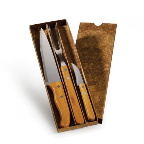 KF00713 - Conjunto de facas Inox/bambu Special Line c/ 3 peças. Gravação a laser na faca de 7 KF00713 - Conjunto de facas Inox/bambu Special Line c/ 3 peças. Gravação a laser na faca de 7