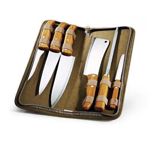 PB00623 - Conjunto de facas, Chaira Inox/ Bambu Montreal - Estojo com gravaçao silk PB00623 - Conjunto de facas, Chaira Inox/ Bambu Montreal - Estojo com gravaçao silk