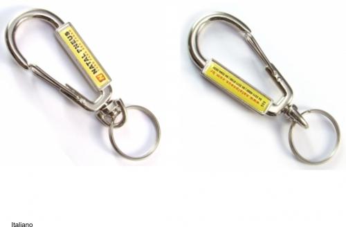 Chaveiro personalizado, modelo Mosquetão Italiano 2 . Gravação colorida 2 lados. Acabamento em resina. Embalgem Individual Chaveiro personalizado, modelo Mosquetão Italiano 2 . Gravação colorida 2 lados. Acabamento em resina. Embalgem Individual