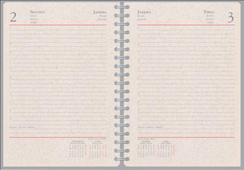 521 - Agendas personalizadas, Modelo Ágata Diária. Formato 13,8x20cm, acabamento em Wire-o, 384 paginas em papel Reciclado 521 - Agendas personalizadas, Modelo Ágata Diária. Formato 13,8x20cm, acabamento em Wire-o, 384 paginas em papel Reciclado