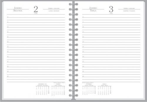Agendas personalizadas, Modelo Pamplona Diária, Acabamento em Wire-o, Formato 13,8x20cm, 352 paginas em Off Set Branco Agendas personalizadas, Modelo Pamplona Diária, Acabamento em Wire-o, Formato 13,8x20cm, 352 paginas em Off Set Branco