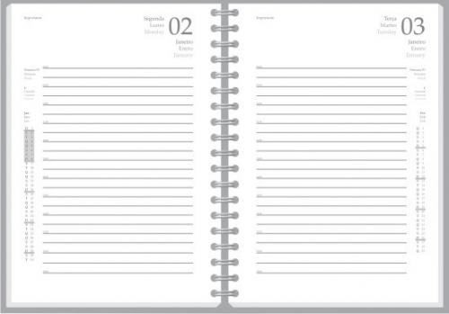 741 - Agendas personalizadas, Modelo Turmalina Diária, Formato 11,2x16,6cm. Acabamento em Wire-o. 368 paginas em papel Off Set Branco 741 - Agendas personalizadas, Modelo Turmalina Diária, Formato 11,2x16,6cm. Acabamento em Wire-o. 368 paginas em papel Off Set Branco
