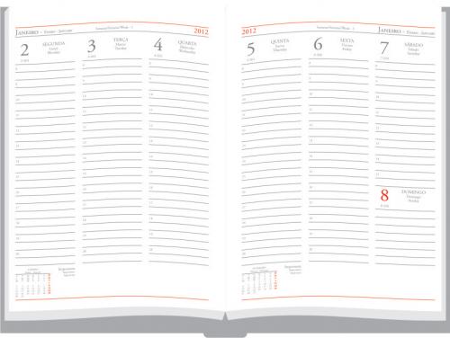 975 - Agendas personalizadas, Modelo Executive Note Semanal, Formato 17x24cm, 176 paginas em papel Off Set Branco