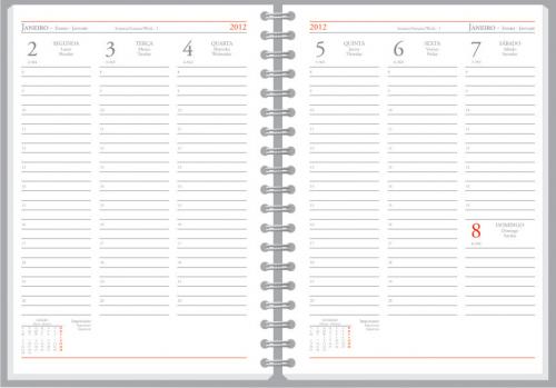 551 - Agendas personalizadas, Modelo Diamante Semanal, Formato 17x24cm. Acabamento em Wire-o, 176 paginas em papel Off Set Branco 551 - Agendas personalizadas, Modelo Diamante Semanal, Formato 17x24cm. Acabamento em Wire-o, 176 paginas em papel Off Set Branco