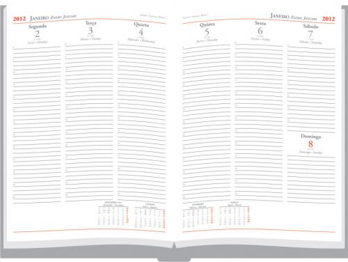 815 - Agendas Personalizadas, Modelo Mallorca Semanal. Formato 19,5x27cm, 144 paginas em papel Off Set Branco 815 - Agendas Personalizadas, Modelo Mallorca Semanal. Formato 19,5x27cm, 144 paginas em papel Off Set Branco