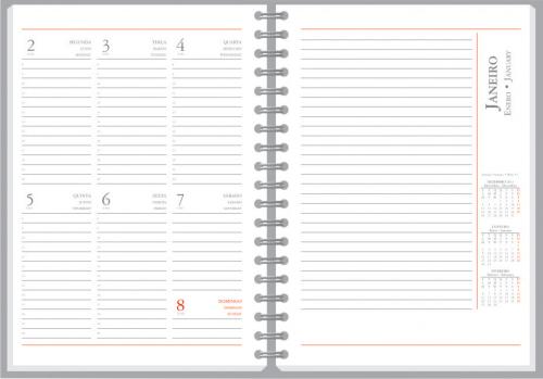 596 - Agendas personalizadaa, Modelo Múrcia Semanal, Formato 19,5x27cm. Acabamento em Wire-o. 144 paginas em papel Off Set Branco 596 - Agendas personalizadaa, Modelo Múrcia Semanal, Formato 19,5x27cm. Acabamento em Wire-o. 144 paginas em papel Off Set Branco