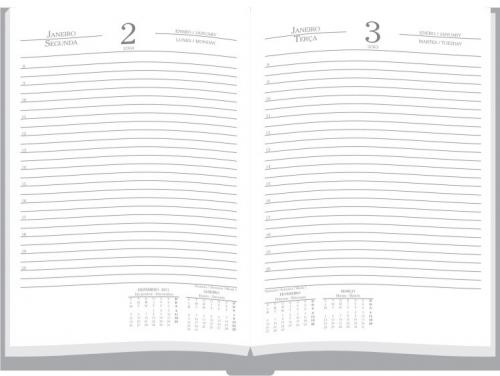 730 - Agendas personalizadas, modelo Safira Diária, Formato 13,8x20cm, 352 paginas em papel Off Set Branco