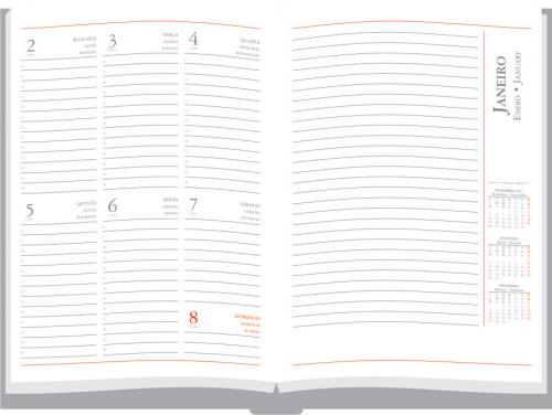 821 - Agendas personalizadas, Modelo Saragoza Semanal, Formato 19,5x27cm, 144 paginas em papel off Set Branco 821 - Agendas personalizadas, Modelo Saragoza Semanal, Formato 19,5x27cm, 144 paginas em papel off Set Branco