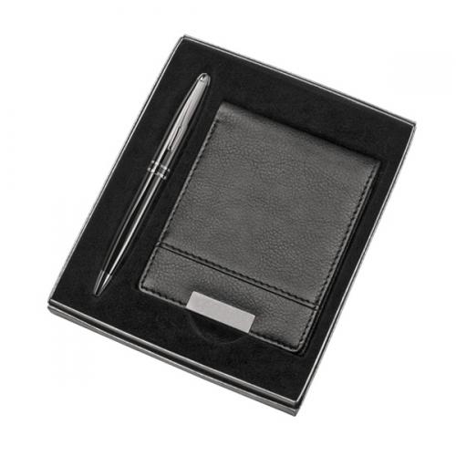 CB02108, Conjunto de Caneta e Carteira. Gravação a laser nas duas peças. Embalgem cx cinza com elastico CB02108, Conjunto de Caneta e Carteira. Gravação a laser nas duas peças. Embalgem cx cinza com elastico