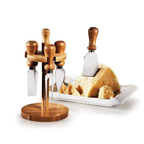 PD00243 - Conjunto para queijos em bambu/ Inoxc/ 5 peças. Gravação a laser na base do suporte. Embalgem caixa Kraft PD00243 - Conjunto para queijos em bambu/ Inoxc/ 5 peças. Gravação a laser na base do suporte. Embalgem caixa Kraft