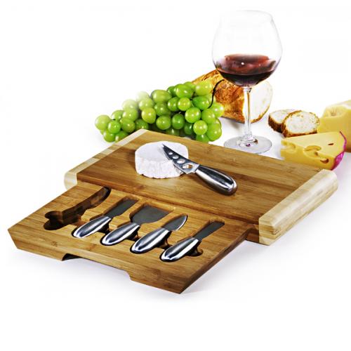 PD00853 - Conjunto para queijo em bambu / inox com 6 peças. Gravação a laser no bambu. Embalagem cx Kraft PD00853 - Conjunto para queijo em bambu / inox com 6 peças. Gravação a laser no bambu. Embalagem cx Kraft