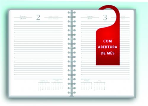 531 Agenda diária Évora. Formato 13,8x20cm. 416 paginas em off-set branco com impressão cinza. 12 lâminas em couche 4x0 cores no início de cada mês. 