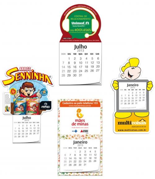 Calendário Magnético: Ímã + bloco de calendário! Descrição Ímã de geladeira: Impressão Offset personalizada em manta magnética com acabamento termolaminação brilho ou Verniz UV. Impressão: Offset em policromia via CTP (computer to plate). Corte: Faca reta (faca simples) ou especial (faca dupla). Descrição do calendário padrão: 12 vias em papel offset 70g. Formato 5x5 cm. Base fixada c/etiqueta no verso do ímã ou sobreposto ao ímã. Embalagem: Industrial Flow-pack, inclusa. Calendário Magnético: Ímã + bloco de calendário! Descrição Ímã de geladeira: Impressão Offset personalizada em manta magnética com acabamento termolaminação brilho ou Verniz UV. Impressão: Offset em policromia via CTP (computer to plate). Corte: Faca reta (faca simples) ou especial (faca dupla). Descrição do calendário padrão: 12 vias em papel offset 70g. Formato 5x5 cm. Base fixada c/etiqueta no verso do ímã ou sobreposto ao ímã. Embalagem: Industrial Flow-pack, inclusa.