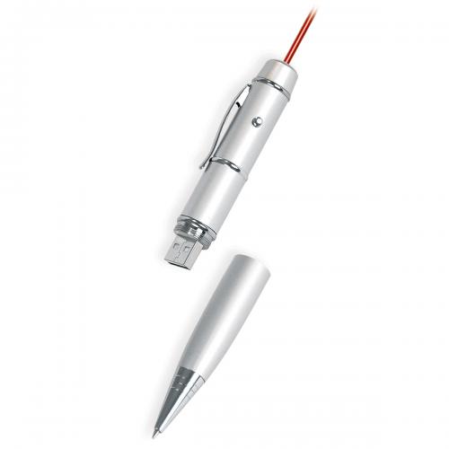 IN00690 - Caneta esferográfica, Pen drive e Laser Point. Capacidade do pen drive de 4GB. Gravação a laser. Embalagem individual.