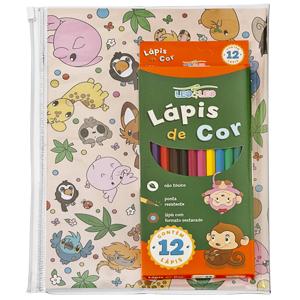 LVA16 Kit livro de atividades infantil. Medida 17x24cm. Com 16 folhas com impressão somente na frente, verso em branco. Incluiso: estojo PVC fechamento em ZIP e lápis de cor 12 cores.  Incluso personalização na Capa do livro em silk screen 01 cor 01 posição.