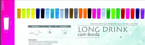 75 Copo long drink com borda metalizada. Capacidade 350ml. Gravação silk 01 cor/ 01 lado  *Pedido mínimo de 100 peças